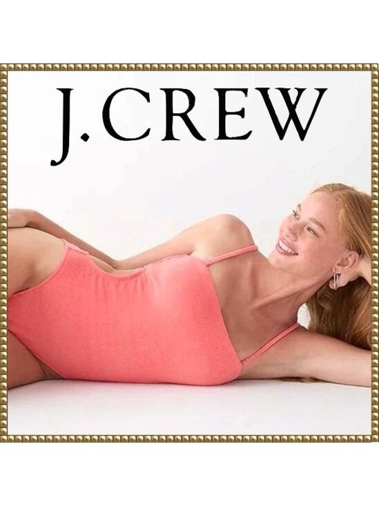 J. Crew Other - J Crew Coral Pink Terry Cutout Bandeau One Piece Swimsuit Size 18